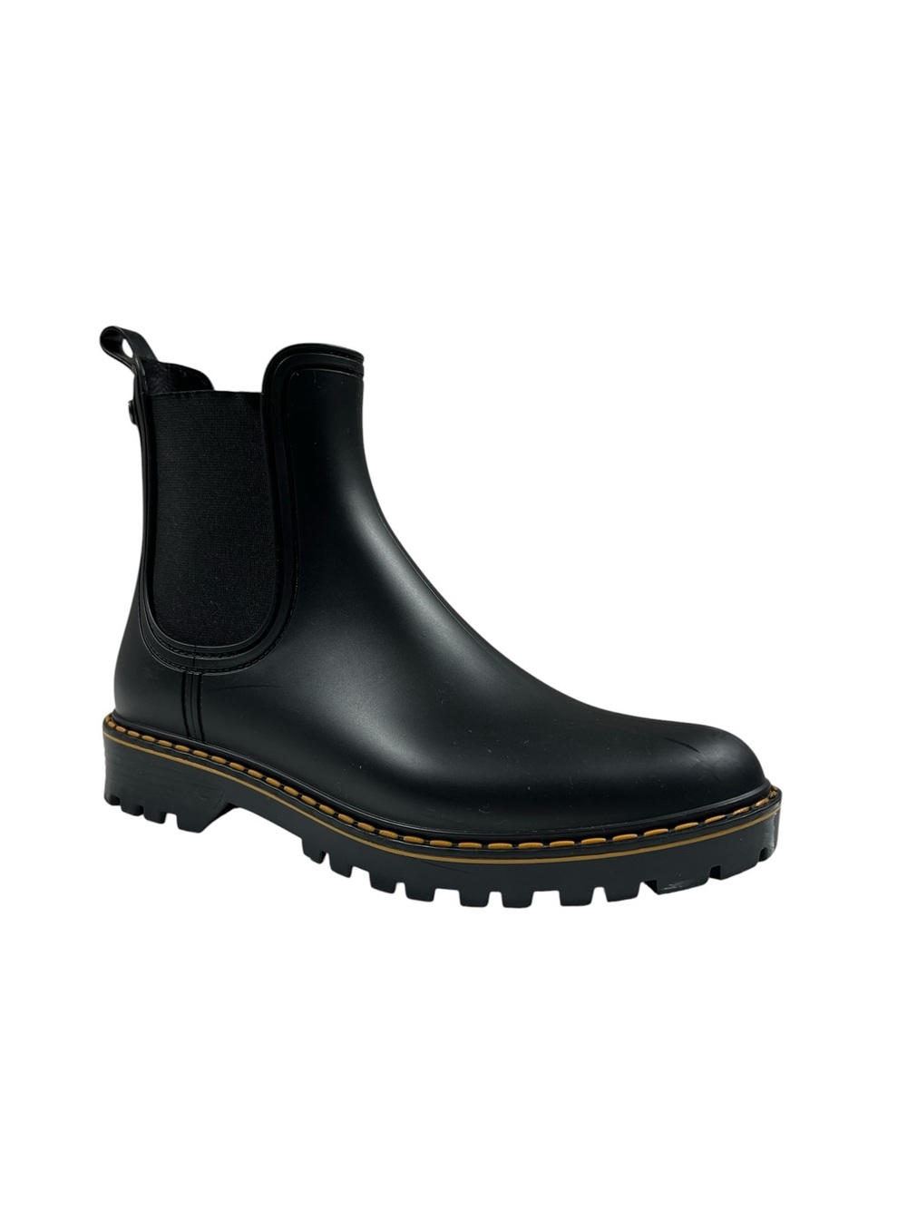 IGOR Trak Mate Women's Chelsea Rain Boot matte black yellow stitch rubber 39 8.5